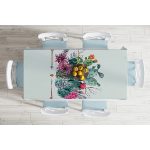 Renkli Zemin Üzerinde Oklu Kaktüs Desenli Dijital Baskılı Modern Masa Örtüsü Realhomes