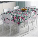 Renkli Zemin Üzerinde Kaktüs Desenli Dijital Baskılı Modern Masa Örtüsü Realhomes