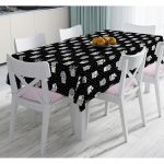 Siyah Zemin Üzerinde Kaktüs Desenli Dijital Baskılı Modern Masa Örtüsü Realhomes