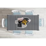 Renkli Zemin Üzerinde Siyah Çizgili Kaktüs Desenli Dijital Baskılı Modern Masa Örtüsü Realhomes