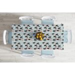 - Masa-8860-Gorsel-1 - Realhomes Renkli Zemin Üzerinde Yaprak Desenli Dijital Baskılı Modern Masa Örtüsü Realhomes