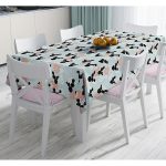 - Masa-8860-Gorsel - Realhomes Renkli Zemin Üzerinde Yaprak Desenli Dijital Baskılı Modern Masa Örtüsü Realhomes