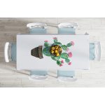 - Masa-8863-Gorsel-1 - Realhomes  Beyaz Zemin Üzerinde Kaktüs Desenli Dijital Baskılı Modern Masa Örtüsü Realhomes