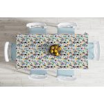 - Masa-8866-Gorsel-1 - Realhomes  Renkli Zemin Üzerinde Sevimli Kaktüs Desenli Dijital Baskılı Modern Masa Örtüsü Realhomes