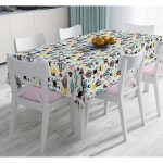 - Masa-8866-Gorsel - Realhomes  Renkli Zemin Üzerinde Sevimli Kaktüs Desenli Dijital Baskılı Modern Masa Örtüsü Realhomes