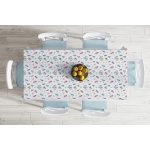 - Masa-8870-Gorsel-1 - Realhomes  Beyaz Zemin Üzerinde Renkli Yaprak Desenli Dijital Baskılı Modern Masa Örtüsü Realhomes