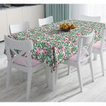 - Masa-8874-Gorsel - Realhomes  Beyaz Zemin Üzerinde Renkli Kaktüs Desenli Dijital Baskılı Modern Masa Örtüsü Realhomes