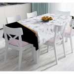 - Masa-8902-Gorsel - Realhomes  Renkli Geometrik Desenli Mermer Motifli Dijital Baskılı Modern Masa Örtüsü Realhomes