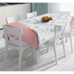 - Masa-8904-Gorsel - Realhomes  Renkli Geometrik Desenli Mermer Motifli Dijital Baskılı Modern Masa Örtüsü Realhomes