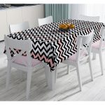 - Masa-8906-Gorsel - Realhomes  Mermer Zeminli Renkli Geometrik Zikzak Desenli Dijital Baskılı Modern Masa Örtüsü Realhomes