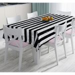 - Masa-8914-Gorsel - Realhomes  Mermer Zeminli Siyah Çizgili Dijital Baskılı Modern Masa Örtüsü Realhomes