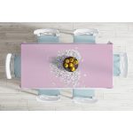 - Masa-8929-Gorsel-1 - Realhomes  Renkli Zeminli Kalp Desenli Ortanca Çiçek Dijital Baskılı Modern Masa Örtüsü Realhomes