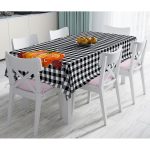 - Masa-Real365-Gorsel - Realhomes  Siyah Beyaz Ekose Motifli Kabak Temalı Masa Örtüsü Realhomes