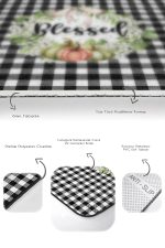 - RealHomes - Realhomes  Siyah Beyaz Ekose Motifli Kabak Temalı 2'li Banyo Halısı & Klozet Takımı Realhomes