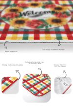 - RealHomes - Realhomes  Renkli Ekose Motifli 2'li Mutfak Paspas Takımı & Banyo Halısı Seti Realhomes