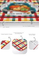 - RealHomes - Realhomes Renkli Ekose Kabak Temalı 2'li Klozet Takımı & Banyo Paspas Seti Realhomes