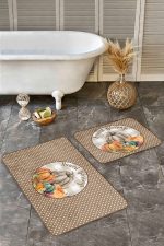 - RealHomes - Realhomes  Kabak Temalı Puantiyeli 2'li Mutfak Paspas Takımı & Banyo Paspas Takımı Realhomes