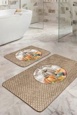 - RealHomes - Realhomes  Kabak Temalı Puantiyeli 2'li Mutfak Paspas Takımı & Banyo Paspas Takımı Realhomes