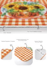 - RealHomes - Realhomes  Turuncu Ekose Tasarımlı 2'li Banyo Paspas Seti & Muftak Paspas Takımı Realhomes