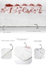 - RealHomes - Realhomes Beyaz Zeminli Yılbaşı Motifli 2'li Mutfak Paspas Seti & Banyo Paspas Takımı Realhomes