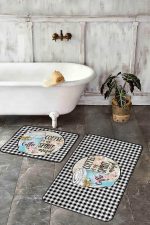 - RealHomes - Realhomes  Siyah Beyaz Ekose Motifli 2'li Mutfak Paspas Takımı Realhomes