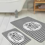 Gri Ekose Motifli Kabak Tasarımlı 2'li Banyo Halısı Seti & Klozet Paspas Takımı Realhomes