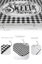 Siyah Beyaz Ekose Home Sweet Temalı 2'li Banyo Paspas Takımı & Mutfak Halısı Realhomes