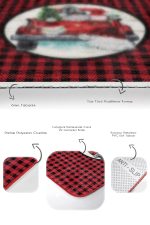 - RealHomes - Realhomes  Kırmızı Ekose Tasarımlı Yılbaşı Temalı 2'li Banyo Halısı & Mutfak Paspas Takımı Realhomes
