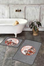 - RealHomes - Realhomes  Siyah Beyaz Ekose Motifli 2'li Klozet Takımı & Banyo Paspas Seti Realhomes