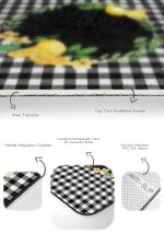 - RealHomes - Realhomes  Siyah Ekose Motifli Limon Tasarımlı 2'li Banyo Paspas Takımı & Klozet Paspas Seti Realhomes