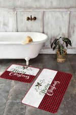 - RealHomes - Realhomes  Mery Christmas Motifli 2'li Banyo Paspas Takımı & Mutfak Paspas Seti Realhomes