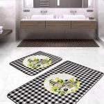 Pembe Zemin Flamingo Özel Tasarım 2'li Banyo Paspas Takımı & Mutfak Paspas Seti Realhomes