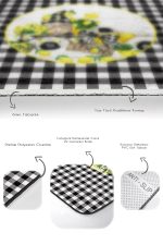 - RealHomes - Realhomes  Siyah Ekose Motifli Limon Temalı 2'li Banyo Paspas Takımı & Mutfak Paspas Seti Realhomes