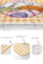 - RealHomes - Realhomes  Kabak Motifli Ekose Temalı 2'li Banyo Halısı Seti & Klozet Paspas Takımı Realhomes