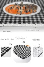 - RealHomes - Realhomes  Siyah Ekose Motifli Kabak Temalı 2'li Mutfak Paspas Takımı & Banyo Paspas Seti Realhomes