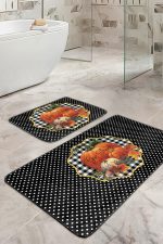 - RealHomes - Realhomes  Kabak Temalı Give Thanks Temalı 2'li Mutfak Paspas Takımı & Banyo Halısı Seti Realhomes