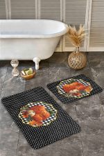 - RealHomes - Realhomes  Kabak Temalı Give Thanks Temalı 2'li Mutfak Paspas Takımı & Banyo Halısı Seti Realhomes