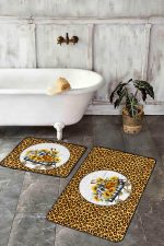 - RealHomes - Realhomes  Sarı Zebra Desenli 2'li Banyo Paspas Takımı & Mutfak Paspas Seti Realhomes