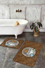 Zebra Motifli Welcome Temalı 2'li Banyo Halısı Seti & Klozet Paspas Takımı Realhomes