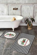 - RealHomes - Realhomes  Siyah Ekose Mery Christmas Motifli 2'li Banyo Paspas Takımı & Klozet Paspas Takımı Realhomes