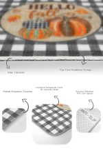 - RealHomes - Realhomes  Gri Ekose Motifli Kabak Tasarımlı 2'li Banyo Halısı Seti & Klozet Paspas Takımı Realhomes