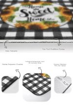 - RealHomes - Realhomes  Siyah Ekose Home Sweet Home Temalı 2'li Mutfak Paspas Seti & Banyo Paspas Takımı Realhomes