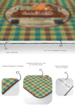 - RealHomes - Realhomes  Kabak Temalı Ekose Tasarımlı 2'li Klozet Paspas Takımı & Banyo Paspas Seti Realhomes