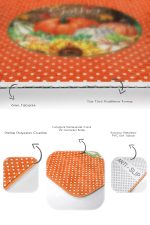 Turuncu Puantiyeli Kabak Tasarımlı 2'li Banyo Halısı Seti & Banyo Paspas Takımı Realhomes