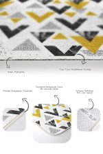 - RealHomes - Realhomes  Mermer Desenli Geometrik Üçgen 2'li Banyo Paspas Seti & Mutfak Halısı Paspas Seti Realhomes