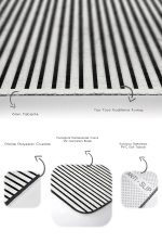 - RealHomes - Realhomes  Çizgili Zemin Tropik Yaprak Motifli 2'li Banyo Halısı Seti & Klozet Paspas Takımı Realhomes