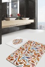 - RealHomes - Realhomes Renkli Otantik Motifli 2'li Mutfak Paspas Takımı & Banyo Halısı Seti Realhomes