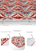 - RealHomes - Realhomes  Kırmızı Suluboya Motifli 2'li Mutfak Paspas Seti & Banyo Halı Takımı Realhomes