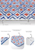 - RealHomes - Realhomes  Mavi Suluboya Zigzag Motifli 2'li Mutfak Paspas Seti & Banyo Paspas Takımı Realhomes