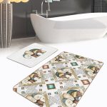 Siyah Zemin Etnik Fil Motifli 2'li Banyo & Mutfak Paspas Takımı Klozet Paspas Seti Realhomes